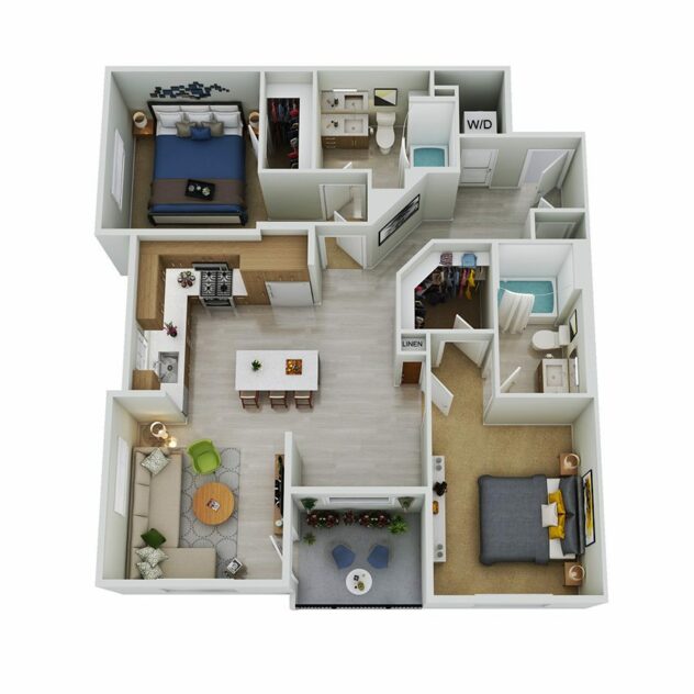 Rendering of the B7.1-D floor plan
