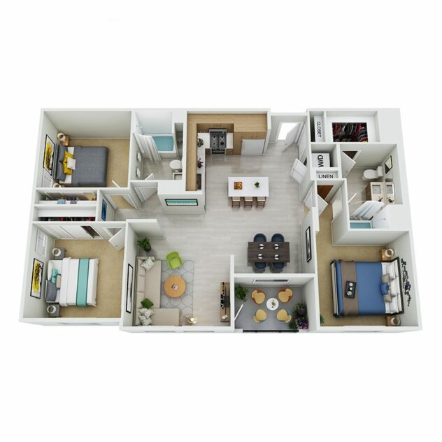 Rendering of the C1.1-D floor plan
